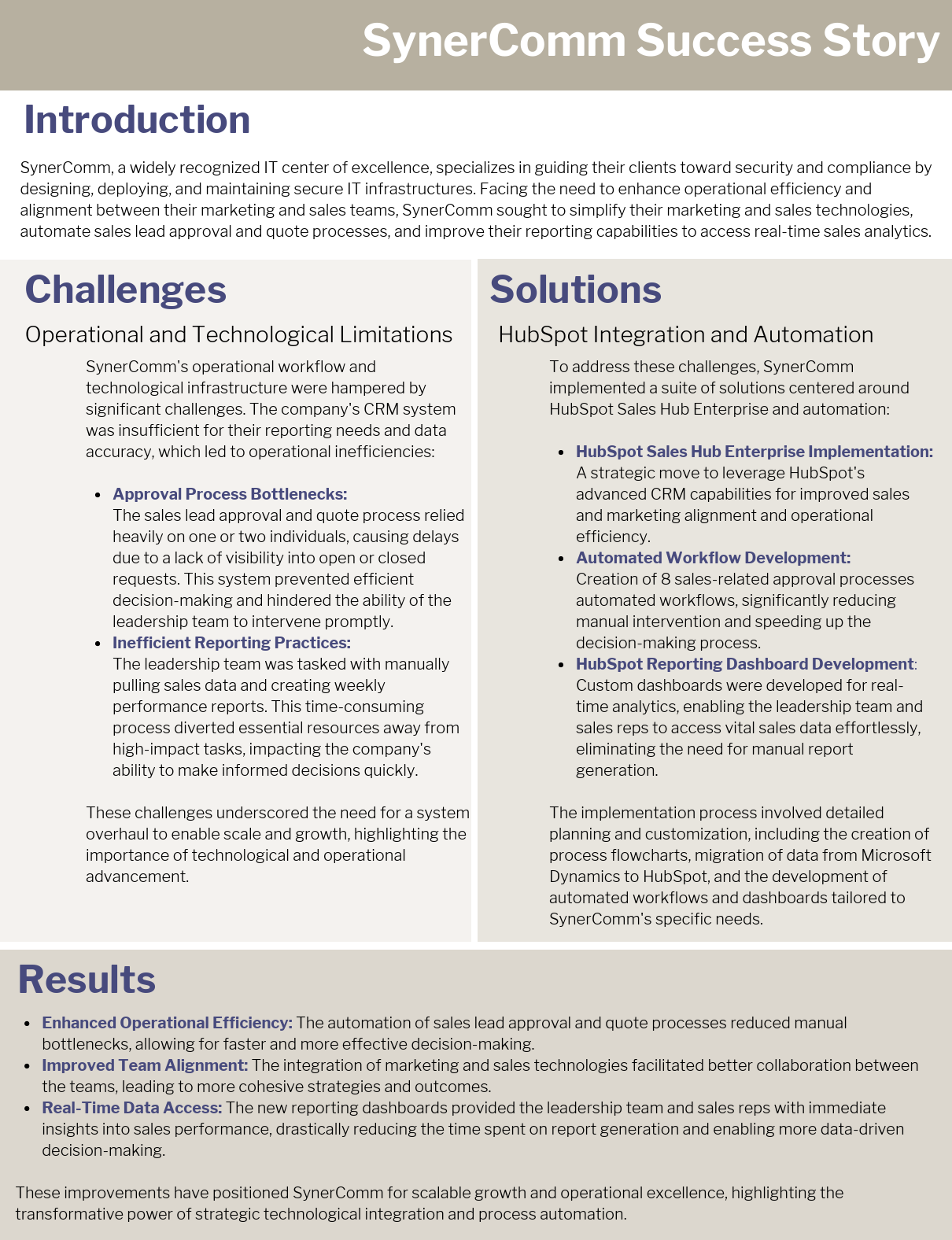 Sales hub enterprise implementation case study